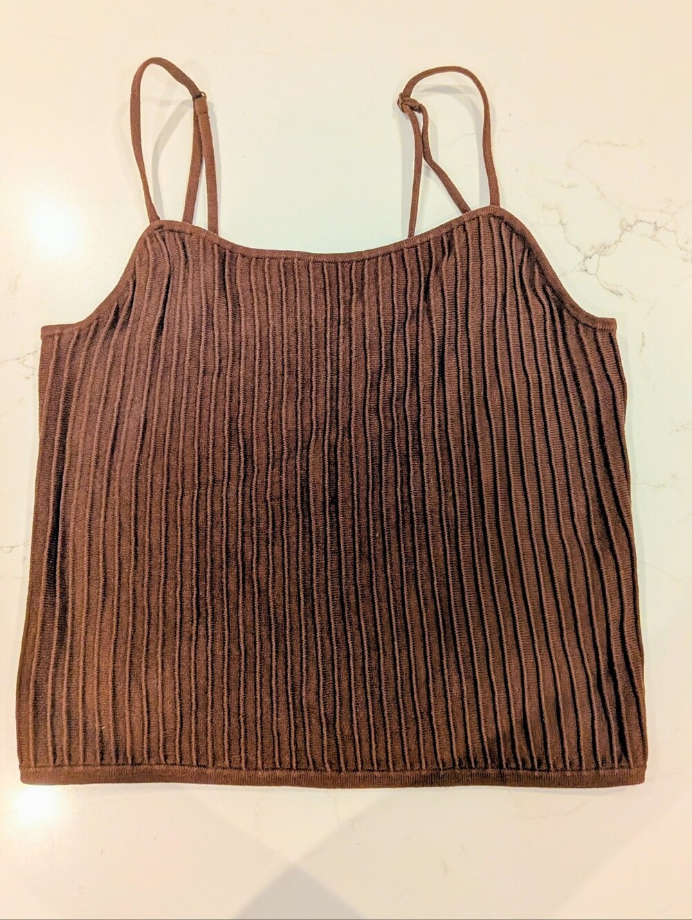 Express Brown Ribbed Knit Spaghetti Strap Tank Top (size m)